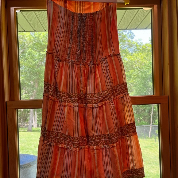Kit Cornell Strapless Orange Ruffle Dress - Size Small - Picture 5 of 5